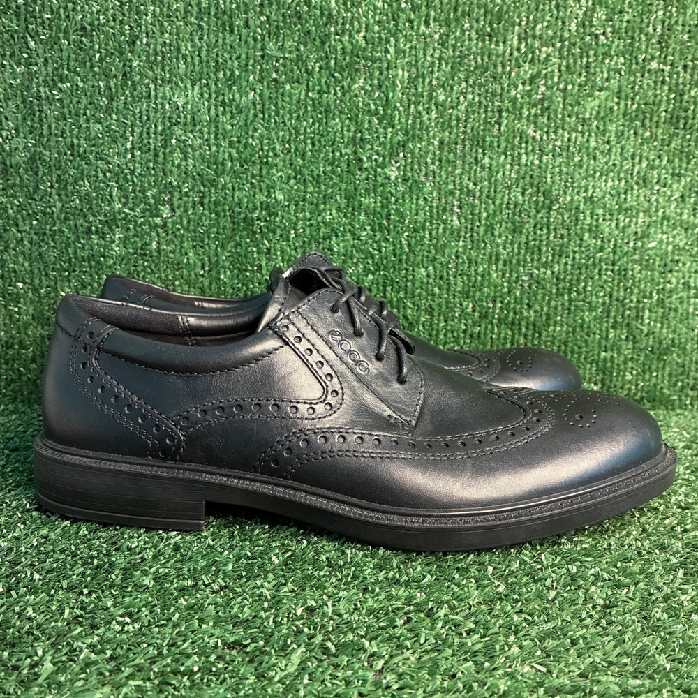 NEW ECCO Helsinki Wingtip Leather Brogue Oxford Dress Shoes Black Mens Sz 8-8.5